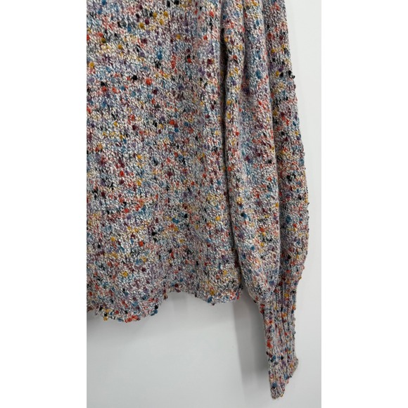 Q&A Multicolor Speckles Knit Chunky Womens Crewneck Long Puff Sleeves XL Sweater - Picture 6 of 10